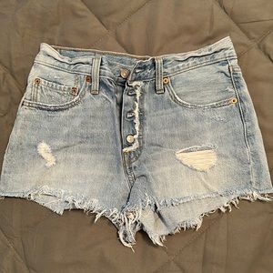 Levi’s 501 high rise button fly denim cutoffs